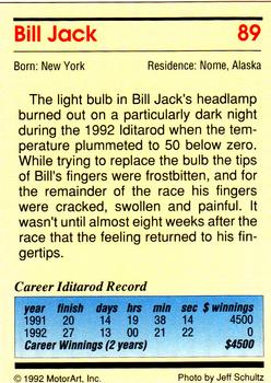 1992 MotorArt Iditarod Sled Dog Race #89 Bill Jack Back